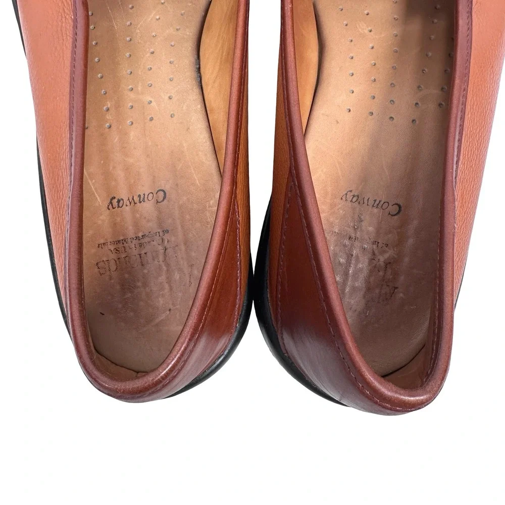 Allen Edmonds Conway Brown Leather Loafers Mens 12 B Square Toe 42908 USA Made